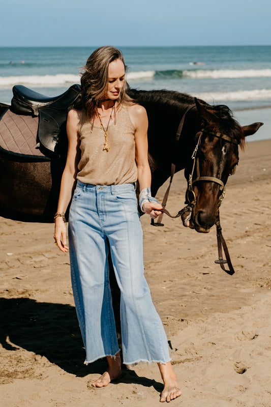 Light Blue Wash Barrel Jeans