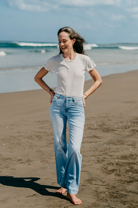 Light Blue Wash Flared Jeans